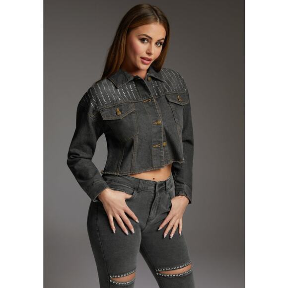 NWT Bebe The Crop With   EMBELLISHED YOKE Size XL - Picture 1 of 8